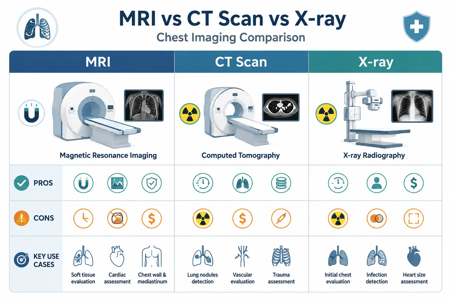 مقایسهٔ MRI و CT در تصویربرداری ریه